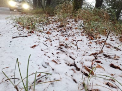 草地上出現積雪